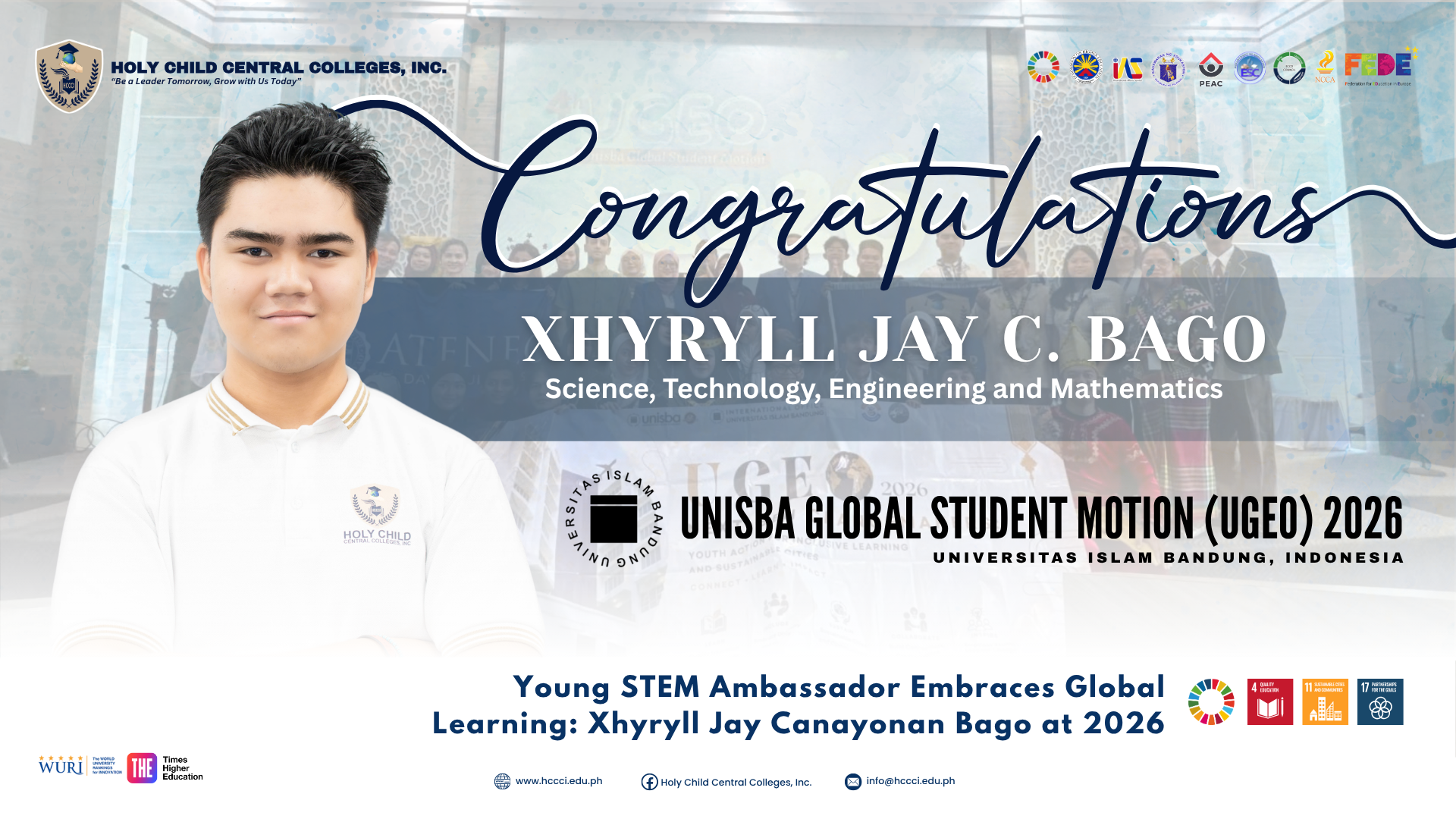 𝐘𝐨𝐮𝐧𝐠 𝐒𝐓𝐄𝐌 𝐀𝐦𝐛𝐚𝐬𝐬𝐚𝐝𝐨𝐫 𝐄𝐦𝐛𝐫𝐚𝐜𝐞𝐬 𝐆𝐥𝐨𝐛𝐚𝐥 𝐋𝐞𝐚𝐫𝐧𝐢𝐧𝐠: 𝐗𝐡𝐲𝐫𝐡𝐲𝐥𝐥 𝐉𝐚𝐲 𝐂. 𝐁𝐚𝐠𝐨 𝐚𝐭 𝐔𝐆𝐄𝐎 𝟐𝟎𝟐𝟔