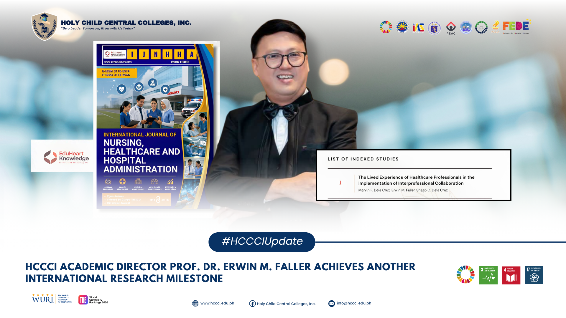 𝐇𝐂𝐂𝐂𝐈 𝐀𝐜𝐚𝐝𝐞𝐦𝐢𝐜 𝐃𝐢𝐫𝐞𝐜𝐭𝐨𝐫 𝐏𝐫𝐨𝐟. 𝐃𝐫. 𝐄𝐫𝐰𝐢𝐧 𝐌. 𝐅𝐚𝐥𝐥𝐞𝐫 𝐀𝐜𝐡𝐢𝐞𝐯𝐞𝐬 𝐀𝐧𝐨𝐭𝐡𝐞𝐫 𝐈𝐧𝐭𝐞𝐫𝐧𝐚𝐭𝐢𝐨𝐧𝐚𝐥 𝐑𝐞𝐬𝐞𝐚𝐫𝐜𝐡 𝐌𝐢𝐥𝐞𝐬𝐭𝐨𝐧𝐞
