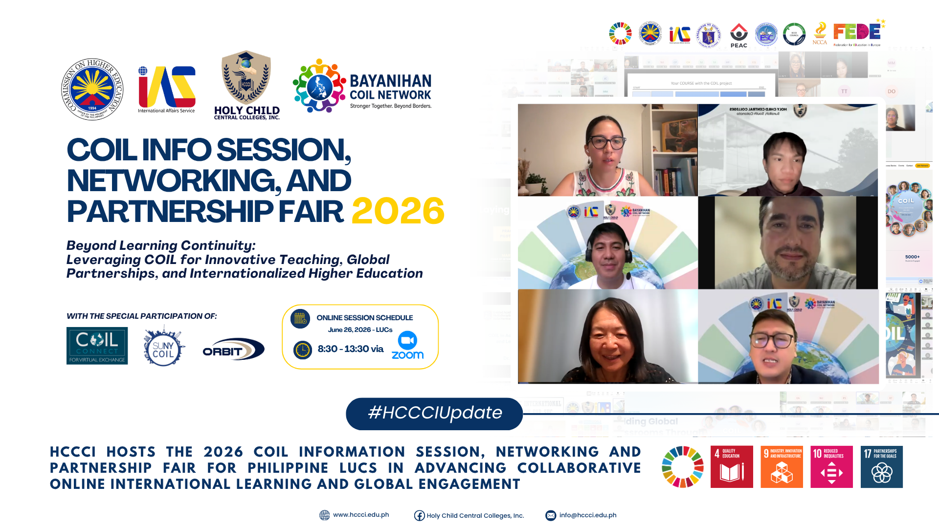 𝐇𝐂𝐂𝐂𝐈 𝐇𝐨𝐬𝐭𝐬 𝐭𝐡𝐞 𝟐𝟎𝟐𝟔 𝐂𝐎𝐈𝐋 𝐈𝐧𝐟𝐨𝐫𝐦𝐚𝐭𝐢𝐨𝐧 𝐒𝐞𝐬𝐬𝐢𝐨𝐧, 𝐍𝐞𝐭𝐰𝐨𝐫𝐤𝐢𝐧𝐠 𝐚𝐧𝐝 𝐏𝐚𝐫𝐭𝐧𝐞𝐫𝐬𝐡𝐢𝐩 𝐅𝐚𝐢𝐫 𝐟𝐨𝐫 𝐭𝐡𝐞 𝐏𝐡𝐢𝐥𝐢𝐩𝐩𝐢𝐧𝐞 𝐋𝐔𝐂𝐬 𝐢𝐧 𝐀𝐝𝐯𝐚𝐧𝐜𝐢𝐧𝐠 𝐂𝐨𝐥𝐥𝐚𝐛𝐨𝐫𝐚𝐭𝐢𝐯𝐞 𝐎𝐧𝐥𝐢𝐧𝐞 𝐋𝐞𝐚𝐫𝐧𝐢𝐧𝐠 𝐚𝐧𝐝 𝐆𝐥𝐨𝐛𝐚𝐥 𝐄𝐧𝐠𝐚𝐠𝐞𝐦𝐞𝐧𝐭