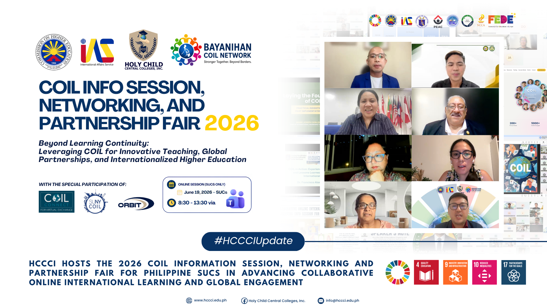 𝐇𝐂𝐂𝐂𝐈 𝐇𝐨𝐬𝐭𝐬 𝐭𝐡𝐞 𝟐𝟎𝟐𝟔 𝐂𝐎𝐈𝐋 𝐈𝐧𝐟𝐨𝐫𝐦𝐚𝐭𝐢𝐨𝐧 𝐒𝐞𝐬𝐬𝐢𝐨𝐧, 𝐍𝐞𝐭𝐰𝐨𝐫𝐤𝐢𝐧𝐠 𝐚𝐧𝐝 𝐏𝐚𝐫𝐭𝐧𝐞𝐫𝐬𝐡𝐢𝐩 𝐅𝐚𝐢𝐫 𝐟𝐨𝐫 𝐏𝐡𝐢𝐥𝐢𝐩𝐩𝐢𝐧𝐞 𝐒𝐔𝐂𝐬 𝐢𝐧 𝐀𝐝𝐯𝐚𝐧𝐜𝐢𝐧𝐠 𝐂𝐨𝐥𝐥𝐚𝐛𝐨𝐫𝐚𝐭𝐢𝐯𝐞 𝐎𝐧𝐥𝐢𝐧𝐞 𝐈𝐧𝐭𝐞𝐫𝐧𝐚𝐭𝐢𝐨𝐧𝐚𝐥 𝐋𝐞𝐚𝐫𝐧𝐢𝐧𝐠 𝐚𝐧𝐝 𝐆𝐥𝐨𝐛𝐚𝐥 𝐄𝐧𝐠𝐚𝐠𝐞𝐦𝐞𝐧𝐭