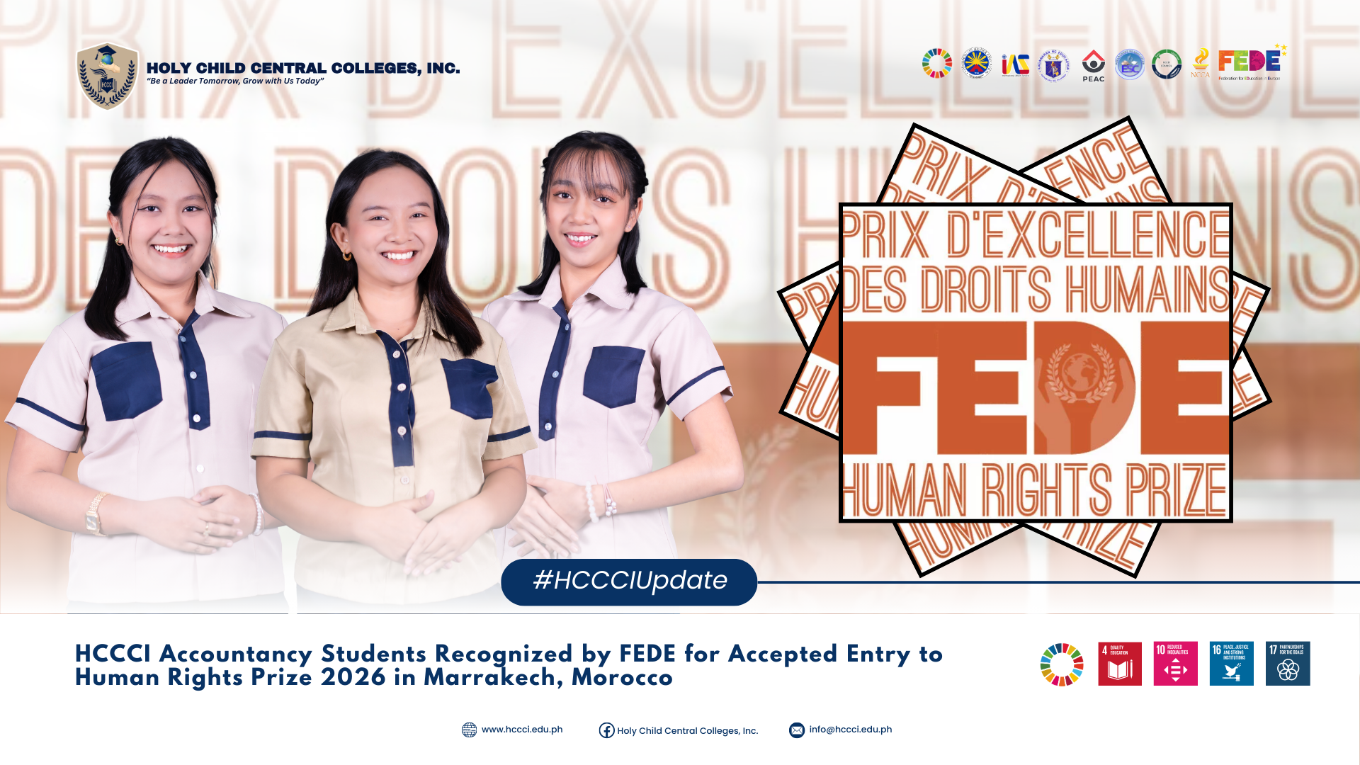 𝐇𝐂𝐂𝐂𝐈 𝐀𝐜𝐜𝐨𝐮𝐧𝐭𝐚𝐧𝐜𝐲 𝐒𝐭𝐮𝐝𝐞𝐧𝐭𝐬 𝐑𝐞𝐜𝐨𝐠𝐧𝐢𝐳𝐞𝐝 𝐛𝐲 𝐅𝐄𝐃𝐄 𝐟𝐨𝐫 𝐀𝐜𝐜𝐞𝐩𝐭𝐞𝐝 𝐄𝐧𝐭𝐫𝐲 𝐭𝐨 𝐭𝐡𝐞 𝐇𝐮𝐦𝐚𝐧 𝐑𝐢𝐠𝐡𝐭𝐬 𝐏𝐫𝐢𝐳𝐞 𝟐𝟎𝟐𝟔 𝐢𝐧 𝐌𝐚𝐫𝐫𝐚𝐤𝐞𝐜𝐡, 𝐌𝐨𝐫𝐨𝐜𝐜𝐨