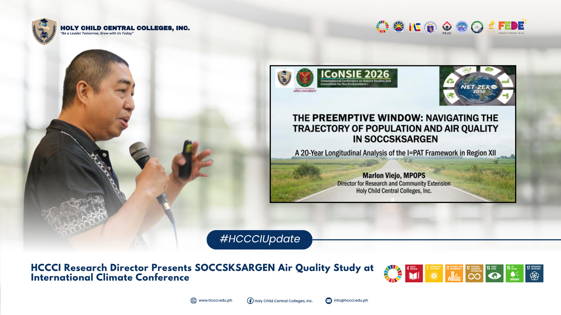 𝐇𝐂𝐂𝐂𝐈 𝐑𝐞𝐬𝐞𝐚𝐫𝐜𝐡 𝐃𝐢𝐫𝐞𝐜𝐭𝐨𝐫 𝐏𝐫𝐞𝐬𝐞𝐧𝐭𝐬 𝐒𝐎𝐂𝐂𝐒𝐊𝐒𝐀𝐑𝐆𝐄𝐍 𝐀𝐢𝐫 𝐐𝐮𝐚𝐥𝐢𝐭𝐲 𝐒𝐭𝐮𝐝𝐲 𝐚𝐭 𝐈𝐧𝐭𝐞𝐫𝐧𝐚𝐭𝐢𝐨𝐧𝐚𝐥 𝐂𝐥𝐢𝐦𝐚𝐭𝐞 𝐂𝐨𝐧𝐟𝐞𝐫𝐞𝐧𝐜𝐞